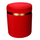 Set 2 Pouf Contenitore Ø35 cm e Ø39 cm in Tessuto Velluto Rosso