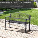 Panchina da Giardino 2 Posti in Ferro Battuto Nero 
