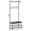 Panchina Ingresso con Appendiabiti in Metallo Imbottita Marrone 72.5x35x180 cm 