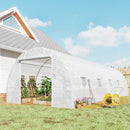 Serra a Tunnel 8x3x2 m con Rivestimento in Plastica e Acciaio Rinforzato Bianco      