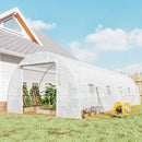 Serra a Tunnel 8x3x2 m con Rivestimento in Plastica e Acciaio Rinforzato Bianco      