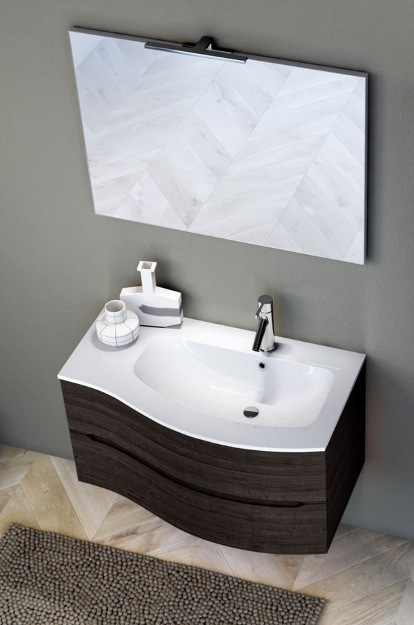 Meuble de Salle de Bain Suspendu 91,5cm TFT Swing Chêne Foncé 2D acquista