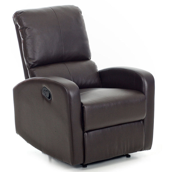 sconto Fauteuil relax à inclinaison manuelle en similicuir brun Camilla