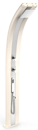 Doccia Solare da Esterno Giardino 40L Miscelatore e Doccetta Mobile Arkema Dada Fascia Inox Bianco 