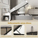 Letto Contenitore Matrimoniale 190x140 cm Doghe in Legno Pistone a Gas e Rivestimento in Tessuto Grigio      