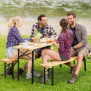 Set Birreria da Giardino Pieghevole in Legno Tavolo 220x80 cm e 2 Panche Vorghini