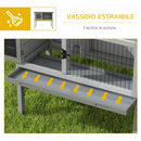 Conigliera Rialzata da Esterni con Tetto Apribile e Vassoio Estraibile 84x43x70 cm in Legno Grigio
