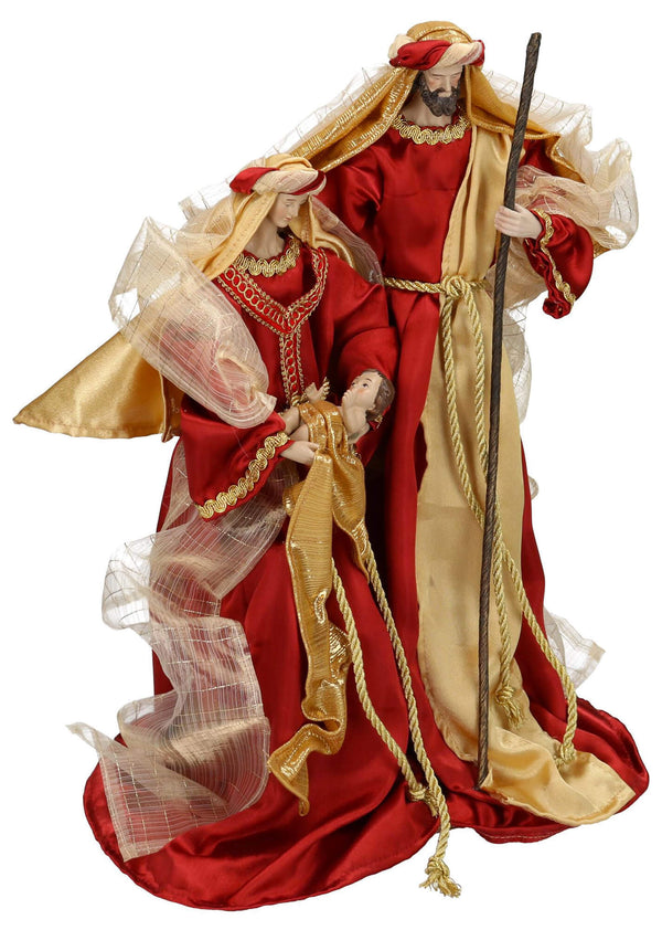 sconto Nativité 3 personnages H57 cm en tissu Adami Rouge et Or