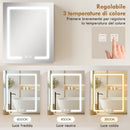 Armadietto Bagno con Specchio 50x15x60 cm Luce LED Regolabile e Sistema Antiappannamento in MDF Bianco      