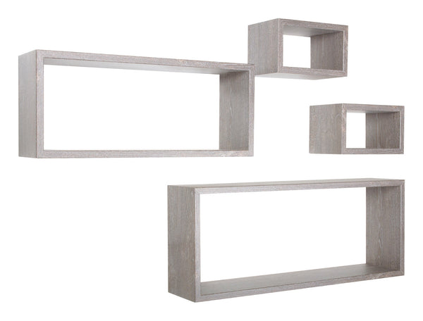 sconto Lot de 3 Etagères Cubes Murales Carrées et Rectangulaires en Panneau de Fibres de Chêne Gris Merlin Neuf