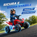 Quad Elettrico per Bambini 18-48 Mesi 6 V 2 km/h 67x38,5x43 cm con Marce Avanti Portata 25 kg in PP e Acciaio Rosso      