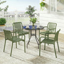 Set 4 Sedie da Esterno Impilabili 55x58,5x81,5 cm Sedie da Pranzo con Schienale Curvo Seduta a Doghe e Braccioli in PP Verde      