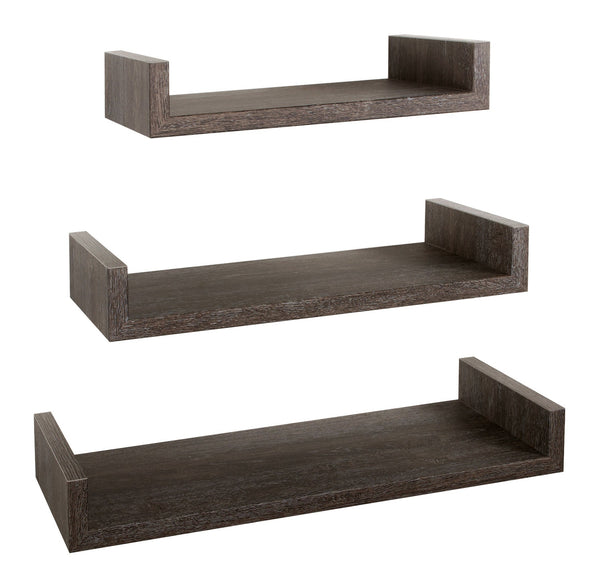 Set 3 Mensole da Parete 60-50-40x23,7x8 cm in Fibra di Legno Calamita Maxi Rovere Scuro prezzo