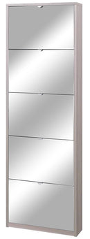 Scarpiera 5 Ante con Specchio 63x190x18 cm Olmo Chiaro