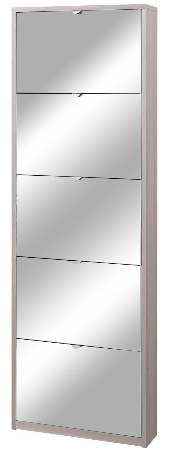 online Meuble à Chaussures 5 Portes avec Miroir 63x190x18 cm Orme Clair