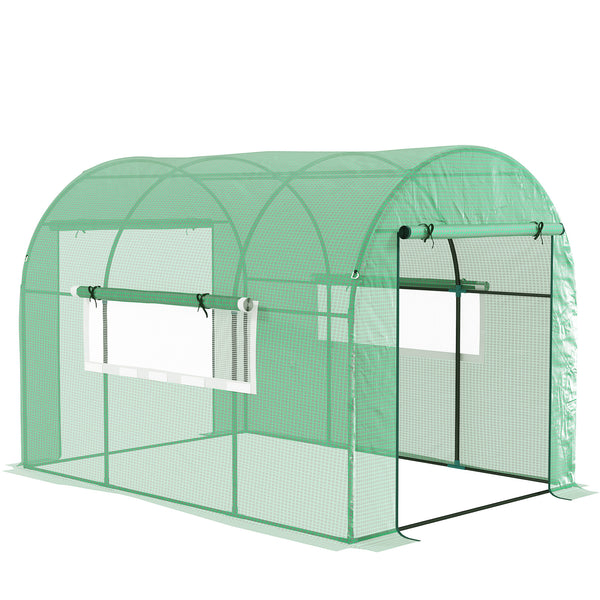 Serra a Tunnel per Orto 3x2x2 m con Porte Avvolgibili e Finestre in Acciaio e PE Anti UV Verde acquista