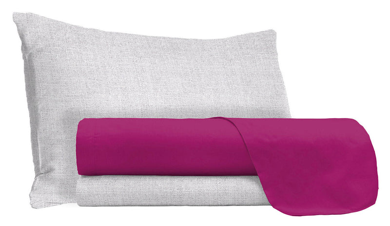 Set Lenzuola Sopra Sotto e Federe in Cotone Fucsia Varie Misure