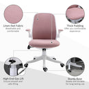 Sedia da Ufficio Ergonomica Altezza Regolabile 62,5x60x94-104 cm in Tessuto Effetto Lino Bianco e Rosa  