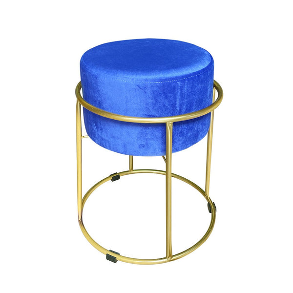 acquista Pouf en Velours Bleu 44x38 cm avec Structure en Métal Doré