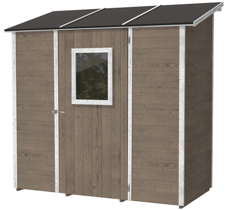 Casette Box da Giardino in Legno Porta Utensili 207x102x224 cm con Porta e Finestra Ecla Tortora