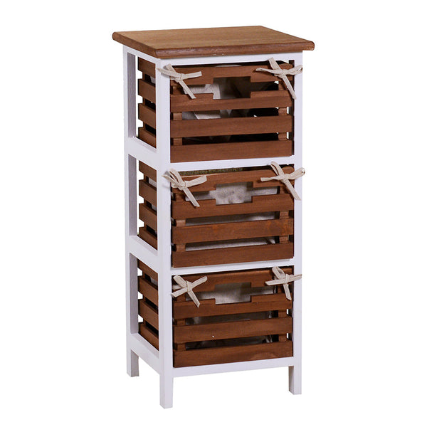 Commode 3 tiroirs en bois 30x27x66 cm Atena noyer et blanc sconto