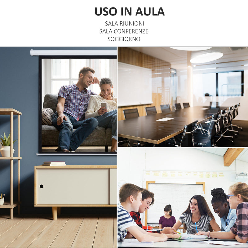 Schermo di Proiezione 100 Pollici Motorizzato Home Cinema Bianco 