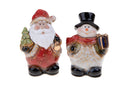 Set 4 Statuine Babbo Natale + Pupazzo di Neve 13,5 cm in Porcellana
