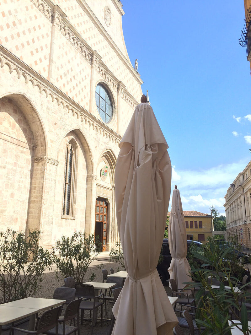 Ombrellone da Giardino 4x4 m Palo Ø60 mm in Legno Telo in Acrilico con Balza Danieli Bangkok Ecrù