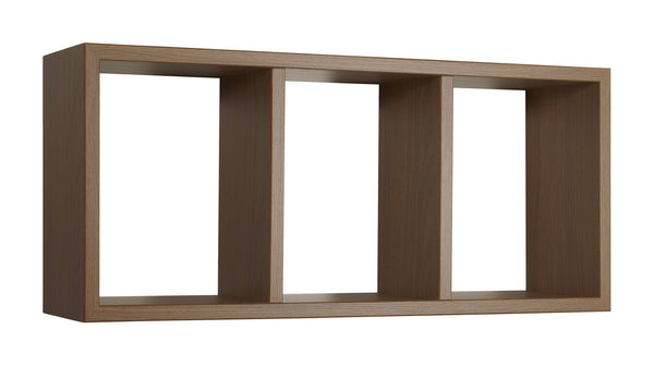 prezzo Etagère rectangulaire 3 compartiments muraux 70x30x15,5 cm en panneaux de fibres de bois Chêne Tabac Tristano