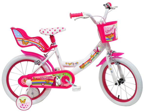 sconto Vélo Fille 16" 2 Freins Licorne Blanc/Rose
