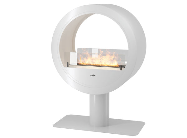 Camino a Bioetanolo da Pavimento 72,5x100x37,5 cm Incyrcle 2Side Stand Bianco con Vetro online