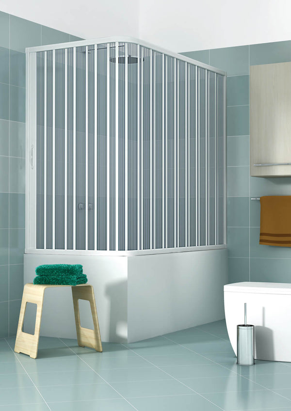 acquista Cloison Pare-baignoire 2 Côtés 1 Porte Pliante Ouverture Angulaire En PVC H150 Caldoni Komet