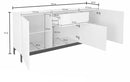 Credenza con piedi 3 Ante + 1 cassetto 170x40x73 cm Metis Bianco Lucido