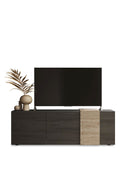 Mobile TV Moderno 3 Ante Venus 181x44x57 cm Titanio E Rovere Cadiz