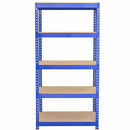 Set 3 Scaffali ad Incastro con Banco da lavoro da 120 cm e Martello Piani in MDF Struttura in Acciaio Blu