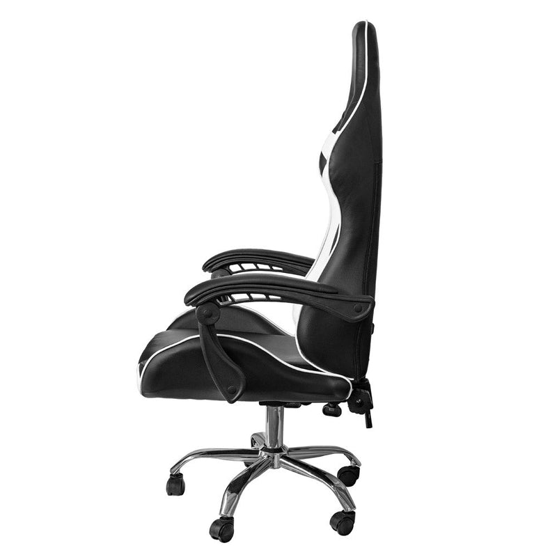 Sedia da Gaming Ergonomica 64x53x122-133 cm con Supporto Lombare e Poggiatesta in Similpelle Bianco