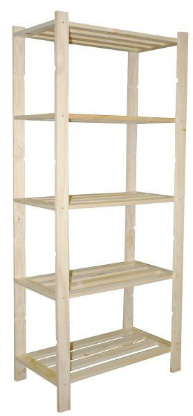 online Etagère avec 5 tablettes à lattes 70x30x170 cm en Bois de Pin Naturel