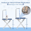 Tavolo da Toelettatura e Tosatura Pieghevole per Cani e Gatti 70x45x74-81 cm Carico 70Kg Blu