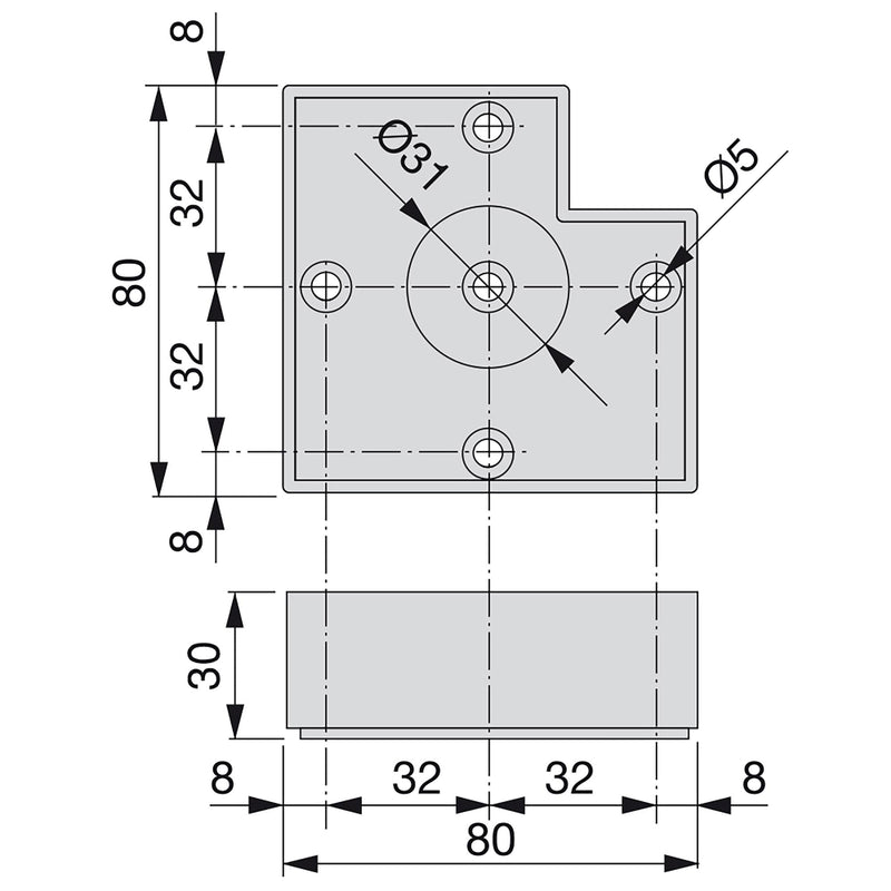 Piedino per Mobile H30 mm Plastica Grigio Metallizzato 20 Pezzi Emuca