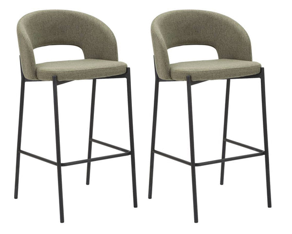 Lot de 2 tabourets de bar Helsinki 50x99x52 cm en tissu vert/noir acquista