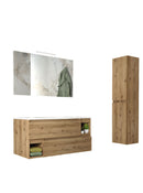 Mobile da Bagno Sospeso con Lavabo 100 cm e Specchio Dany Rovere Miele      