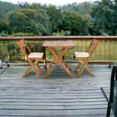 Set Tavolino e 2 Sedie Pieghevoli da Giardino in Legno con Cuscini Genova