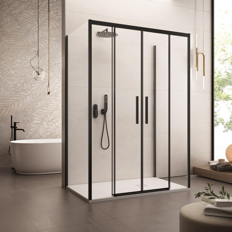 Box Doccia 3 Lati 2 Ante Scorrevoli in Cristallo Trasparente 6mm H195 Bonussi Eliane Varie Misure