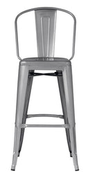 Sgabello Alto con Schienale 49x52x114 cm in Lamiera Galvanizzata Silver