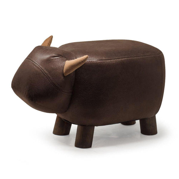 Tabouret Pouf Repose-Pieds pour Enfants 50x23x27 cm Bison Marron Divina Home acquista