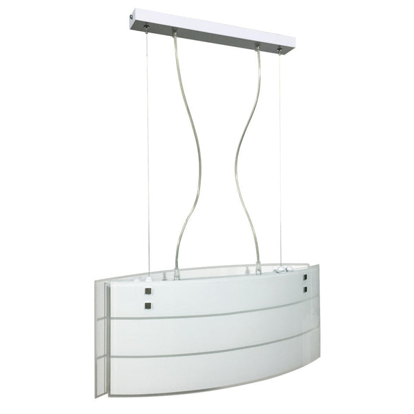 Suspension 2xE27 Blanc Cadre Verre Sérigraphié Blanc 2 Lignes E-Energy Lumière sconto