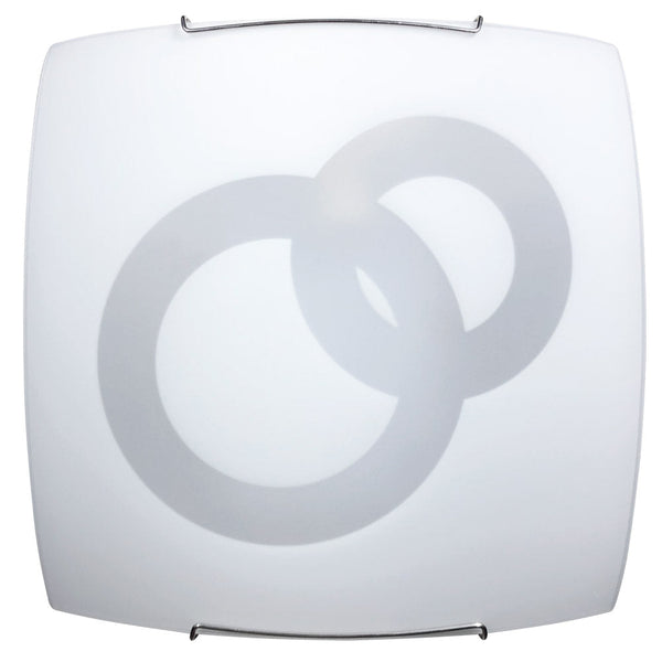 sconto Plafonnier 1xE27 Crochets Chrome Plaque Verre Blanc Décoré Cercles E-Energy Stefania