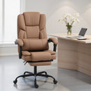 Sedia da Ufficio Reclinabile 65x67x111-119 cm con Poggiapiedi e Rotelle in Finta Pelle Marrone      