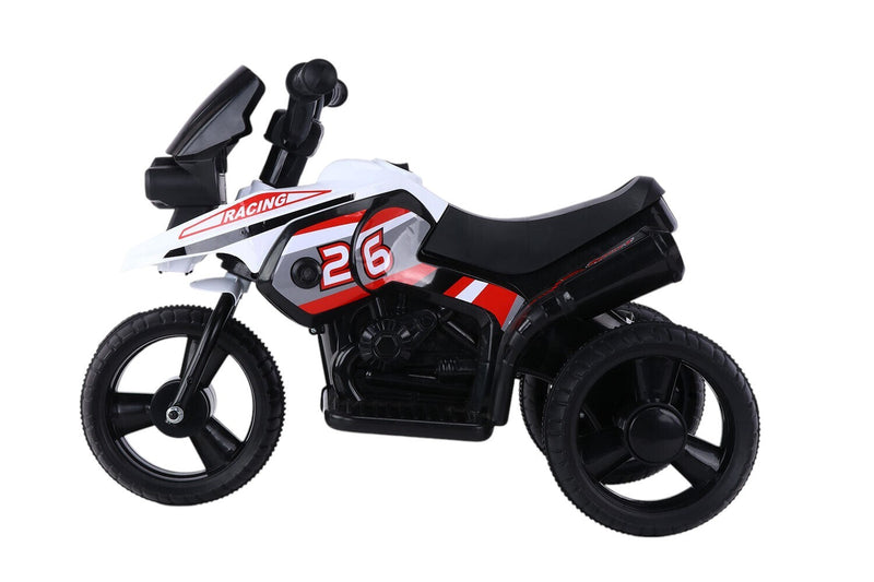 Moto Elettrica per Bambini 6V 3 Ruote con Suoni e Luci Bianco