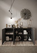 Madia Design Moderno 3 Ante Venus 181x44x84 cm Titanio E Rovere Cadiz